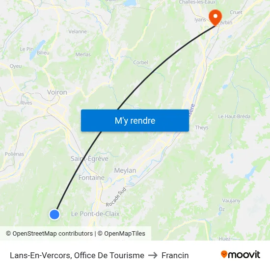 Lans-En-Vercors, Office De Tourisme to Francin map