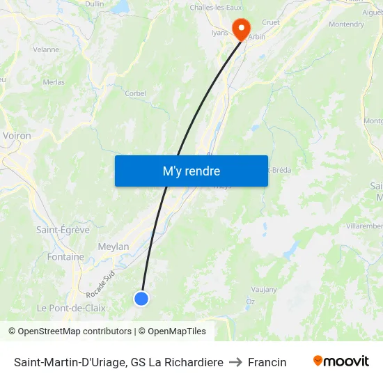 Saint-Martin-D'Uriage, GS La Richardiere to Francin map