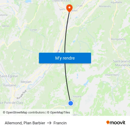Allemond, Plan Barbier to Francin map