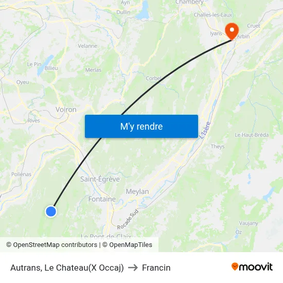 Autrans, Le Chateau(X Occaj) to Francin map