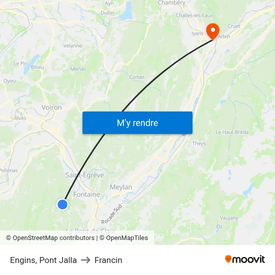 Engins, Pont Jalla to Francin map