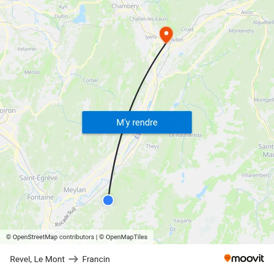 Revel, Le Mont to Francin map