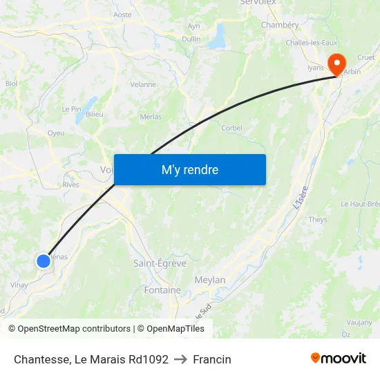 Chantesse, Le Marais Rd1092 to Francin map
