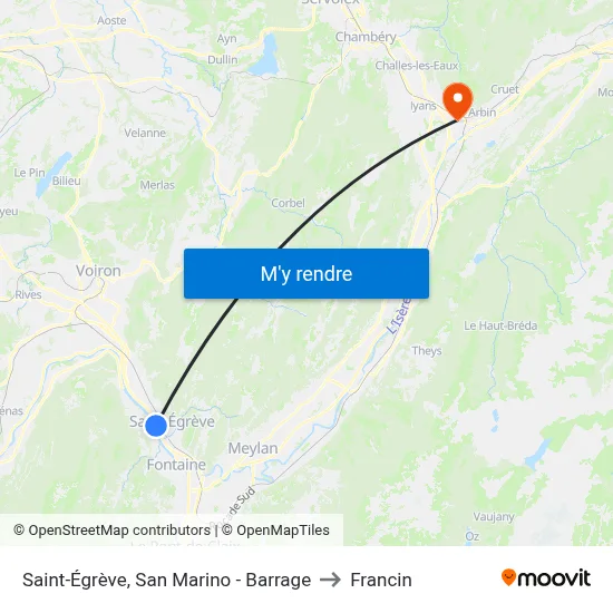 Saint-Égrève, San Marino - Barrage to Francin map