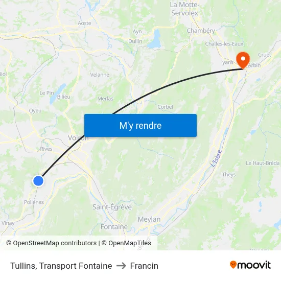 Tullins, Transport Fontaine to Francin map