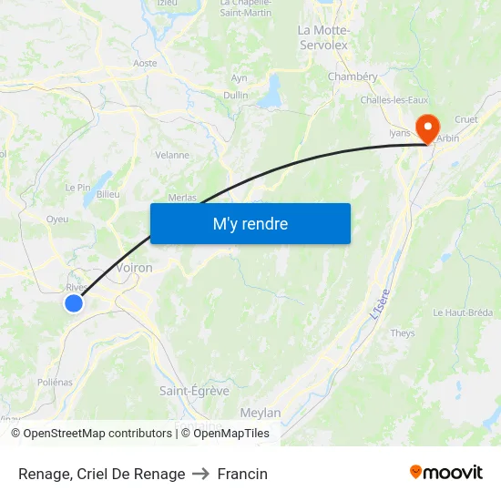 Renage, Criel De Renage to Francin map