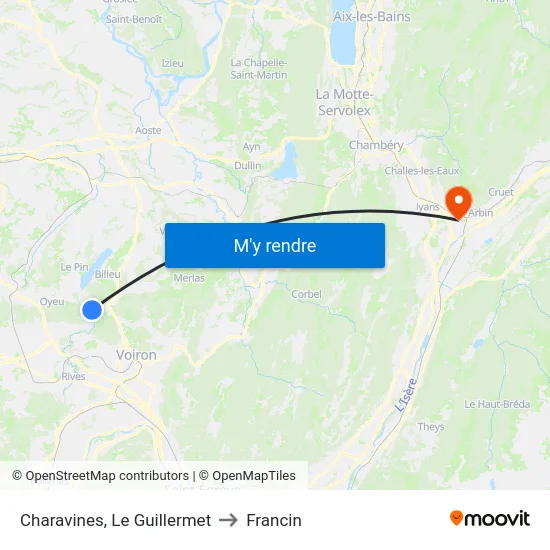 Charavines, Le Guillermet to Francin map