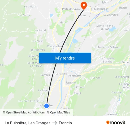 La Buissière, Les Granges to Francin map