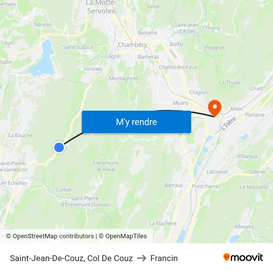 Saint-Jean-De-Couz, Col De Couz to Francin map