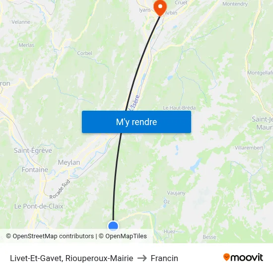 Livet-Et-Gavet, Riouperoux-Mairie to Francin map