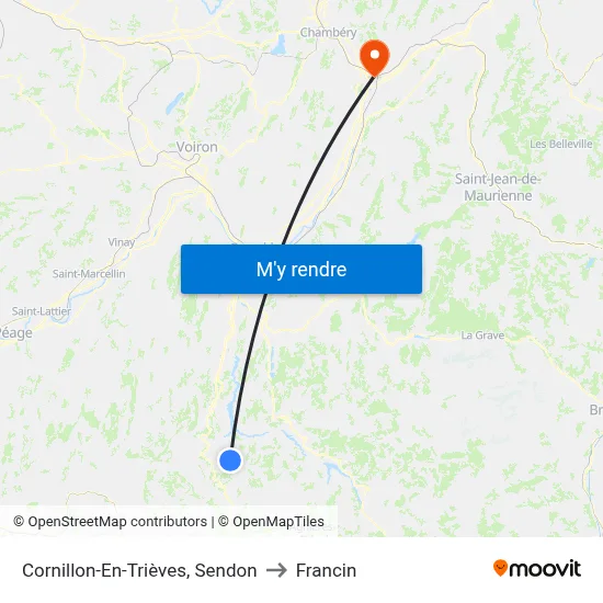 Cornillon-En-Trièves, Sendon to Francin map