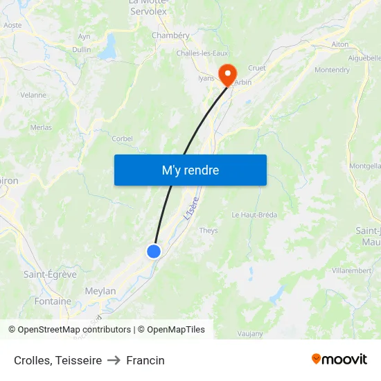 Crolles, Teisseire to Francin map