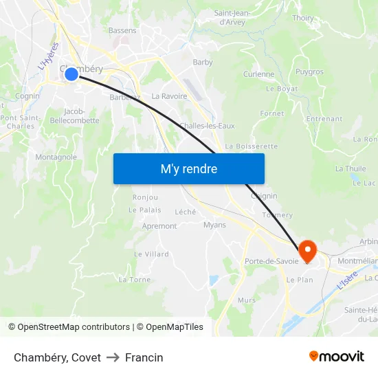 Chambéry, Covet to Francin map