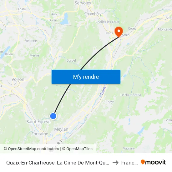 Quaix-En-Chartreuse, La Cime De Mont-Quaix to Francin map