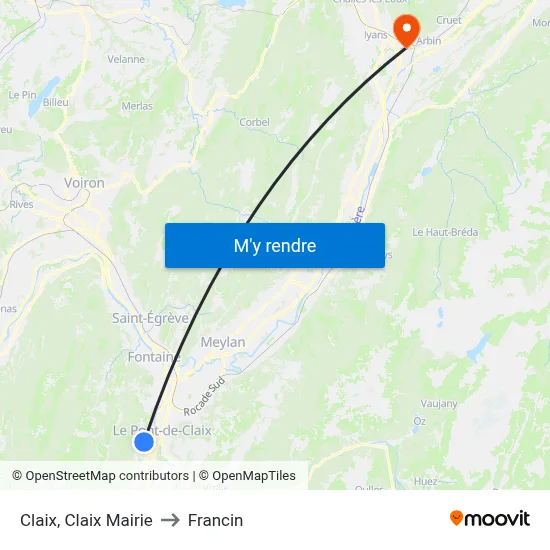 Claix, Claix Mairie to Francin map