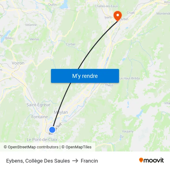 Eybens, Collège Des Saules to Francin map