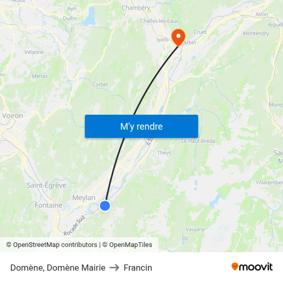 Domène, Domène Mairie to Francin map