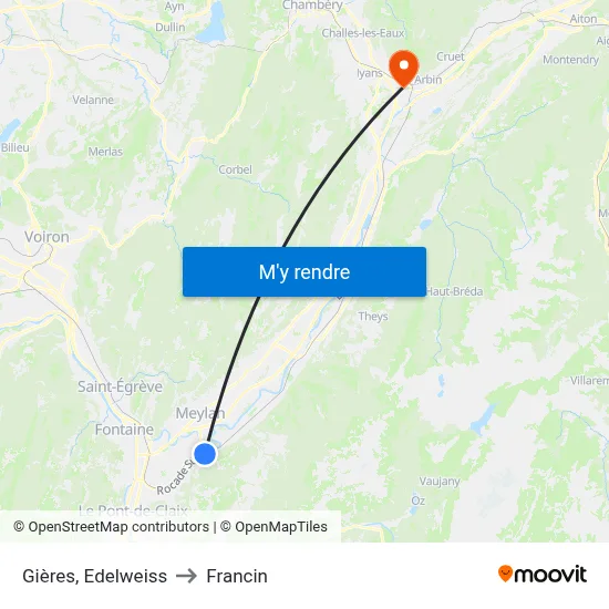 Gières, Edelweiss to Francin map
