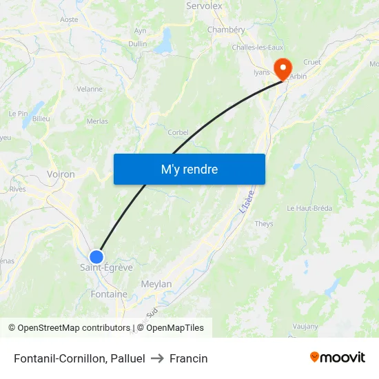Fontanil-Cornillon, Palluel to Francin map