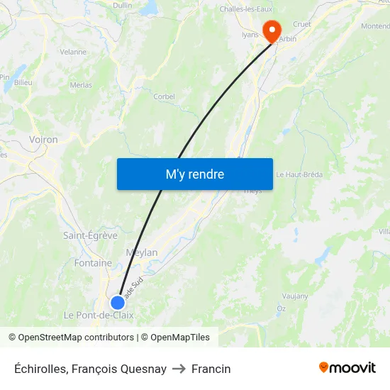 Échirolles, François Quesnay to Francin map