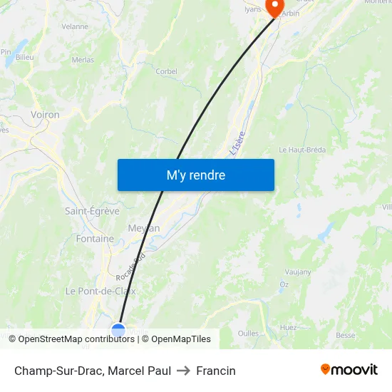 Champ-Sur-Drac, Marcel Paul to Francin map