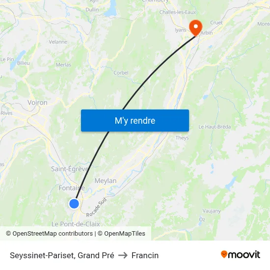 Seyssinet-Pariset, Grand Pré to Francin map