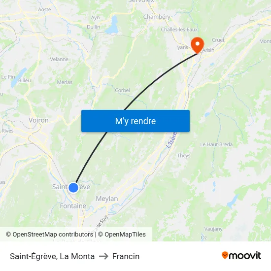 Saint-Égrève, La Monta to Francin map
