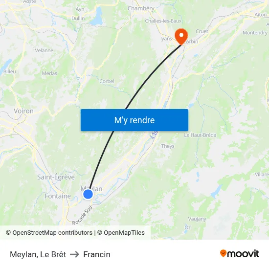 Meylan, Le Brêt to Francin map