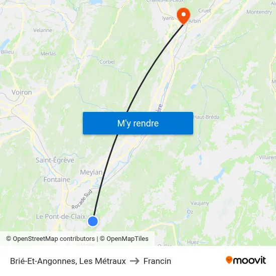Brié-Et-Angonnes, Les Métraux to Francin map
