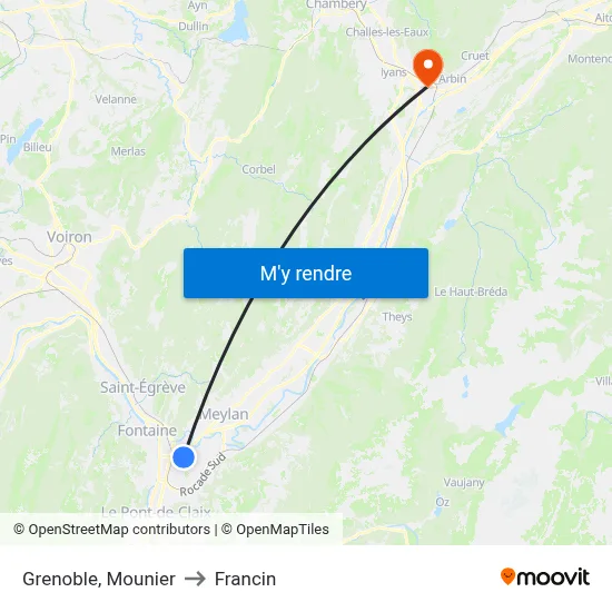 Grenoble, Mounier to Francin map