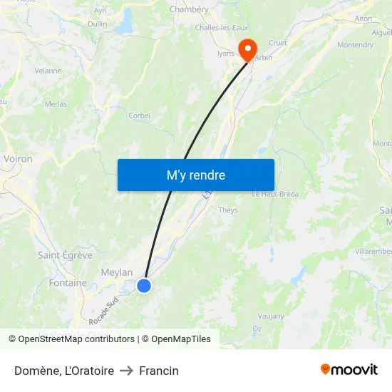 Domène, L'Oratoire to Francin map