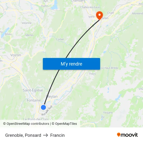 Grenoble, Ponsard to Francin map