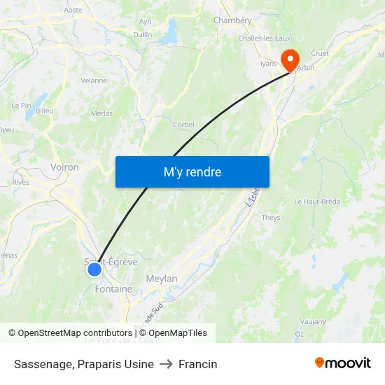 Sassenage, Praparis Usine to Francin map
