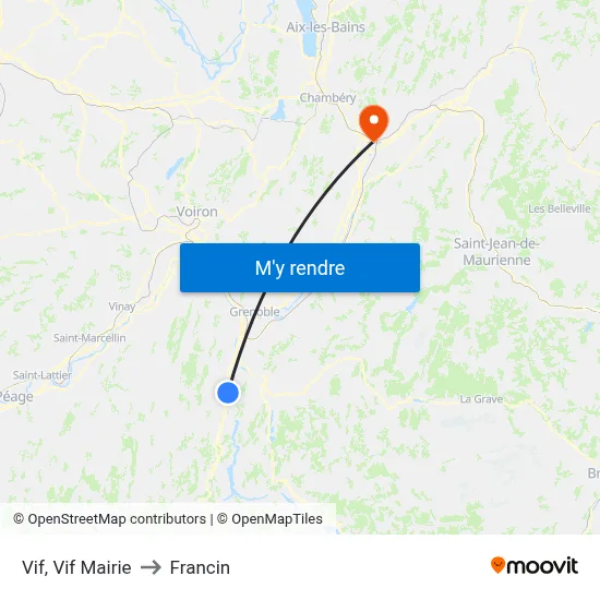 Vif, Vif Mairie to Francin map