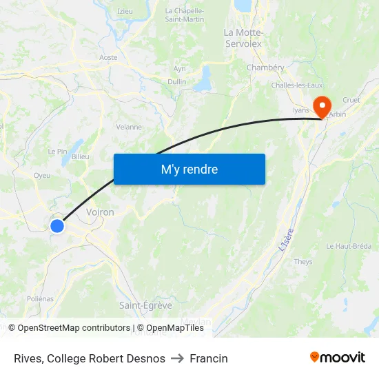 Rives, College Robert Desnos to Francin map