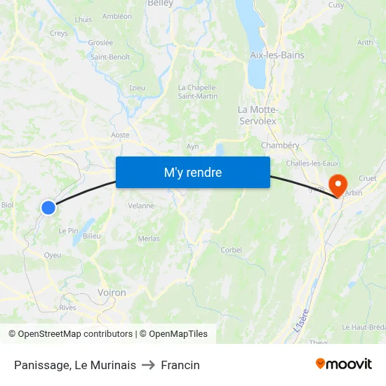 Panissage, Le Murinais to Francin map
