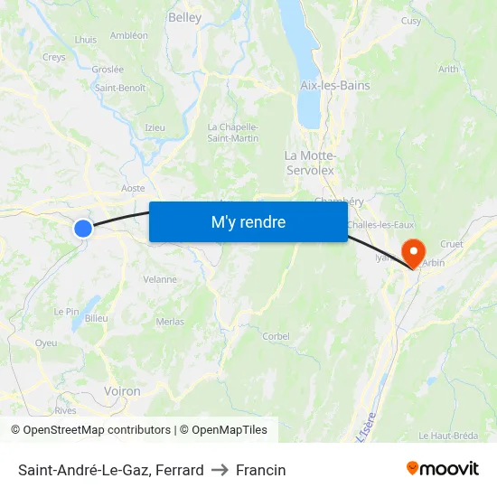 Saint-André-Le-Gaz, Ferrard to Francin map