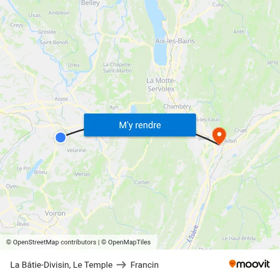 La Bâtie-Divisin, Le Temple to Francin map