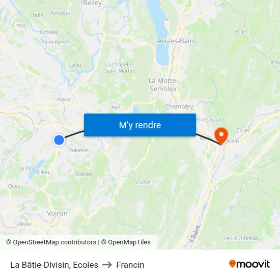 La Bâtie-Divisin, Ecoles to Francin map