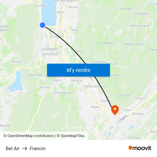 Bel Air to Francin map