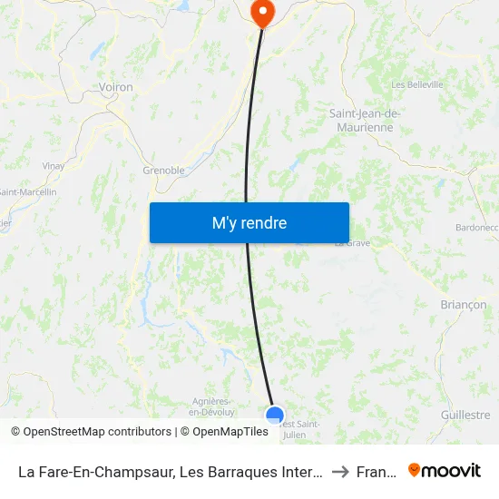 La Fare-En-Champsaur, Les Barraques Intermarche to Francin map