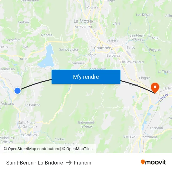 Saint-Béron - La Bridoire to Francin map
