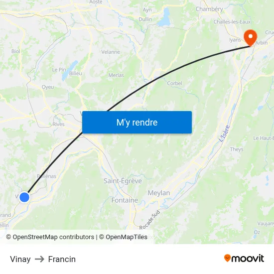 Vinay to Francin map