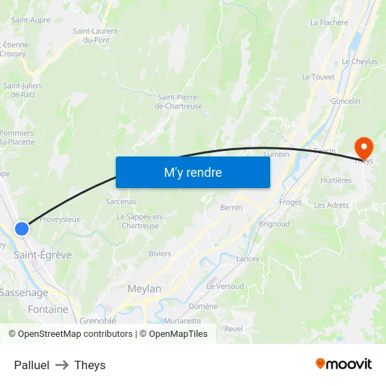 Palluel to Theys map