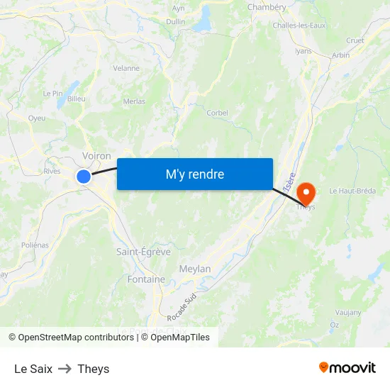 Le Saix to Theys map