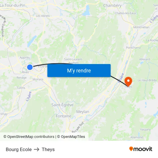 Bourg Ecole to Theys map