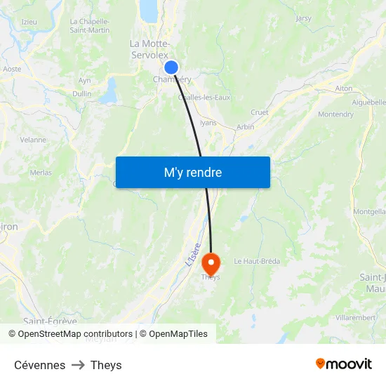 Cévennes to Theys map