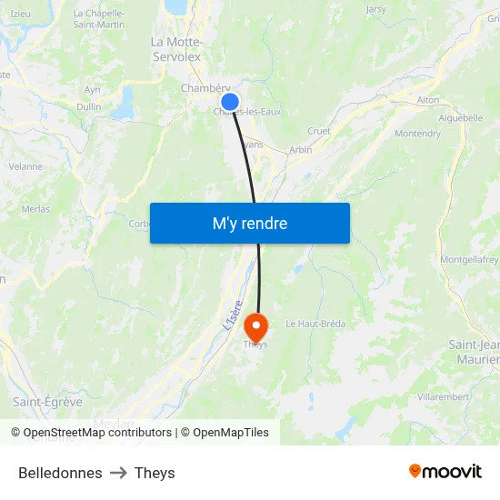 Belledonnes to Theys map