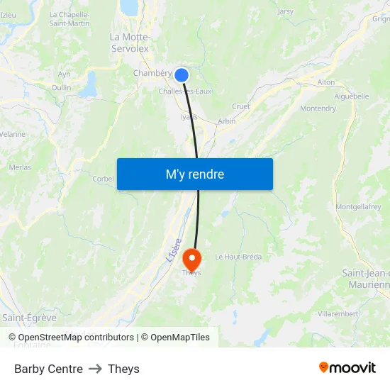 Barby Centre to Theys map