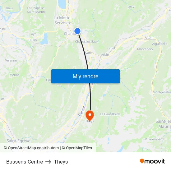 Bassens Centre to Theys map